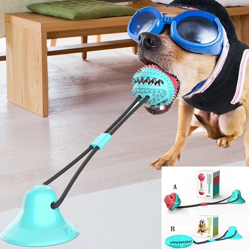 Ball Chew Toy Interactive Toy Squeak Toy Ropes with Retractable Durable Pet Exercise Releasing Pressure Teething Rope Toy for Dog Indoor Outdoor Pet Play