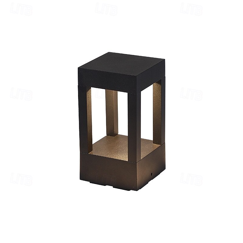 LED Outdoor Post Lights Warm White 20cm 1-Light Vintage Patio Aisle Lawn Column Lamp Villa Pillar Light Balcony Post Lantern Metal Garden Pedestal Lamp 110-240V3