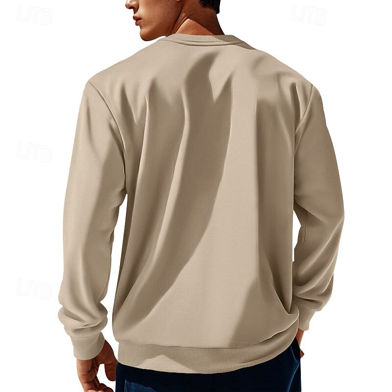 Men's Sweatshirt Black White Khaki Dark Gray Crew Neck Plain Patchwork Ribbed Front Pocket Sports & Outdoor Daily Holiday Polyester Streetwear Basic Casual Fall & Winter Clothing Apparel Hoodies 10