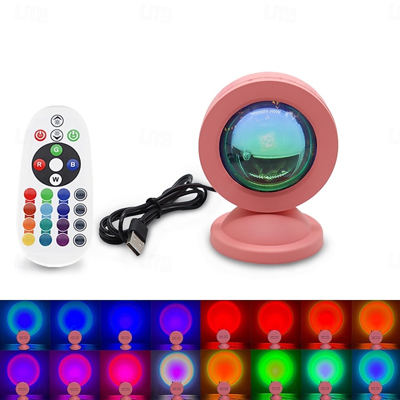 Mini Sunset LED Projector Light with Remote Control 16 Colors Sunset LED Light Arc Lamp USB Atmosphere Lighting Project for Decoration4