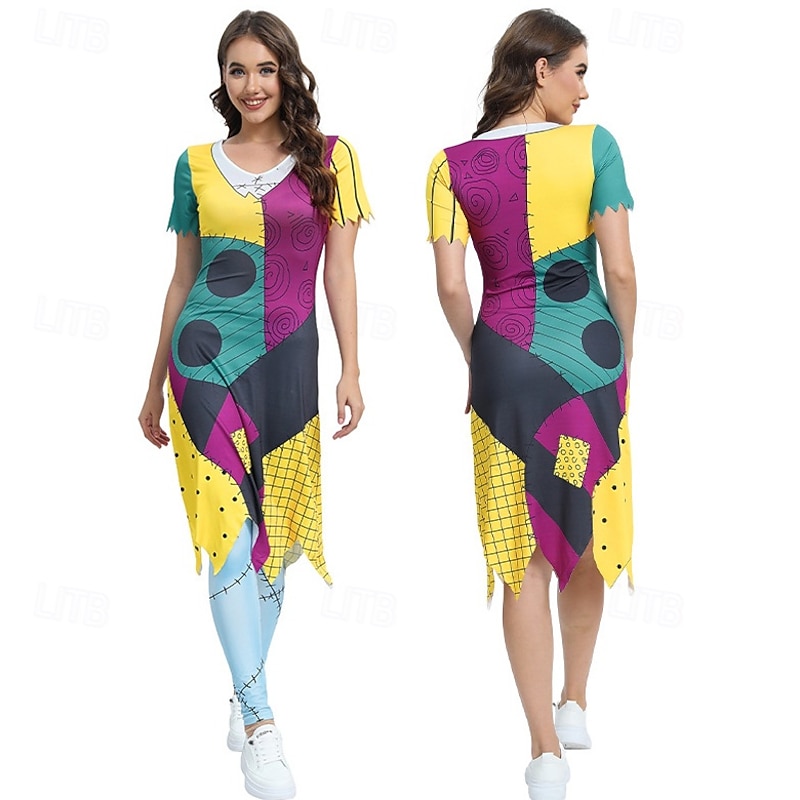 The Nightmare Before Christmas Sally Jack Skellington Dress Women's Movie Cosplay Cosplay Christmas Carnival Masquerade Party / Evening