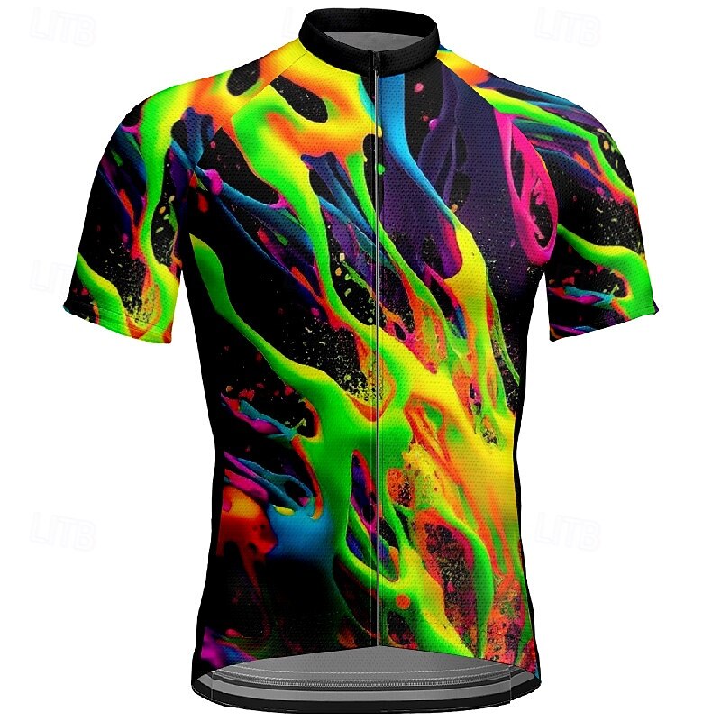 Men's Cycling Jersey Graphic Graffiti Short Sleeve Bike Tee Tshirt Jersey with 3 Rear Pockets Mountain Bike MTB Quick Dry Anatomic Design Wicking Breathable Sports Blue Green Clothing Apparel