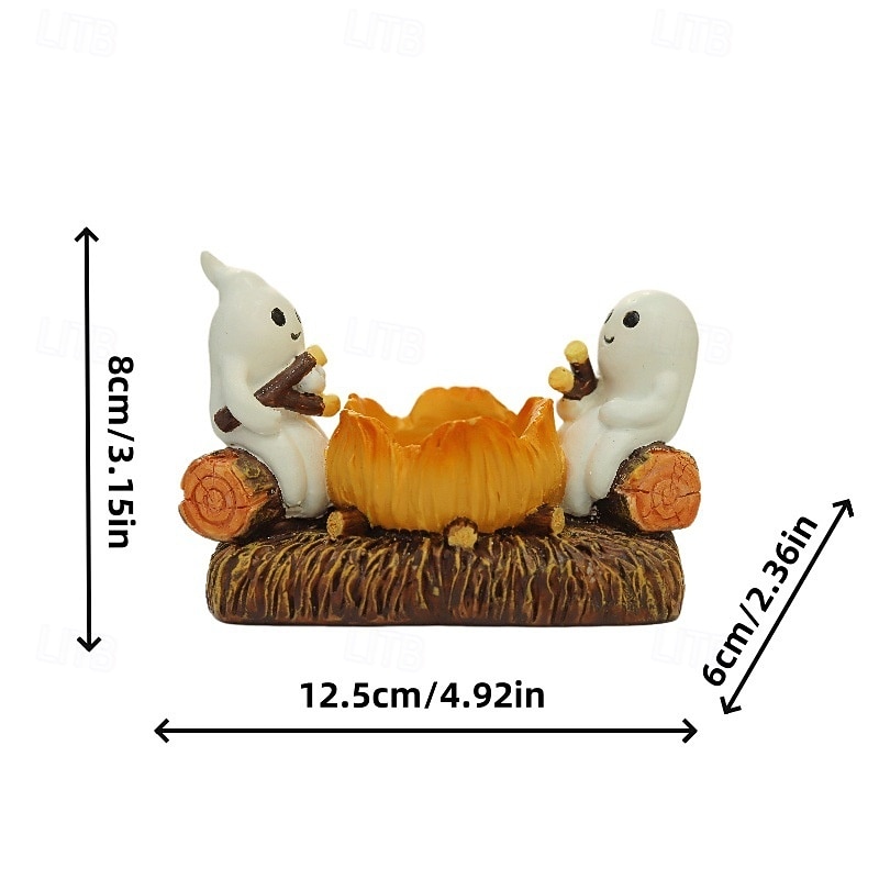 Cute Ghost Decoration Campfire Resin Succulent Planter - Halloween Decoration with Two Cute Cute Ghost Decorations - Resin Figurine for Home and Garden Decor2