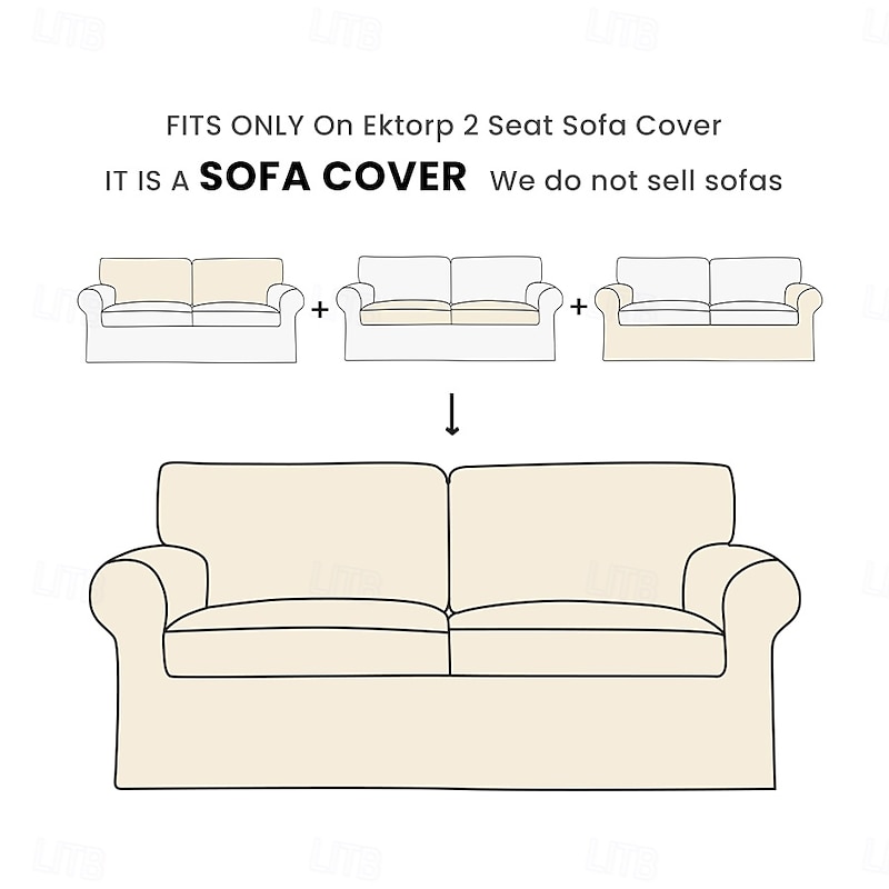 2 Seat Sofa Cover or  2 Seat Sofa Bed Cover with Cushion Covers and Backrest Covers For Ektorp Couch Slipcover Washable Furniture Protector  LITB PRIME cover Ektcover2