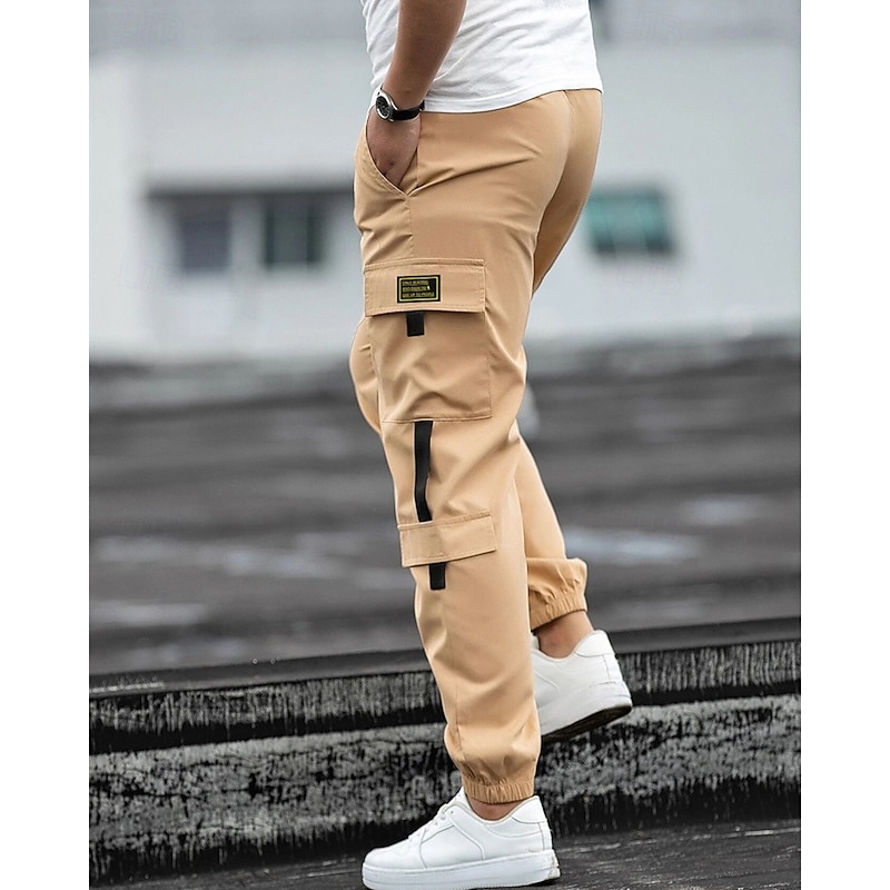 Men's Cargo Pants Joggers Cargo Joggers Trousers Drawstring Elastic Waist Multi Pocket Plain Wearable Outdoor Daily Camping & Hiking Fashion Classic Black Blue3