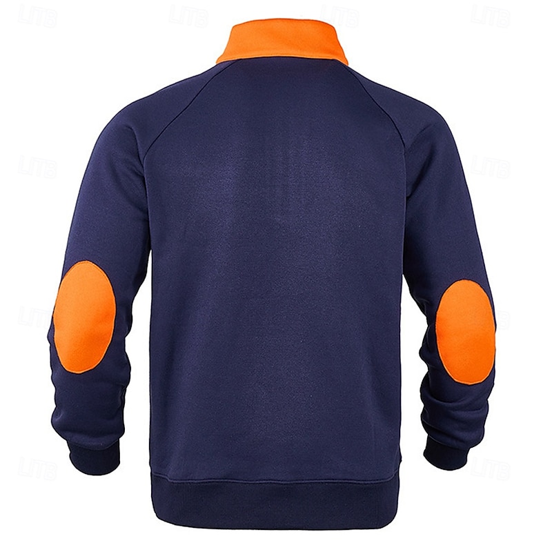 Men's Zip Sweatshirt Tactical Black Wine Navy Blue Light Grey Dark Gray Standing Collar Half Zip Color Block Pocket Work Sports & Outdoor Casual Streetwear Basic Casual Spring &  Fall Cross-Seasons2