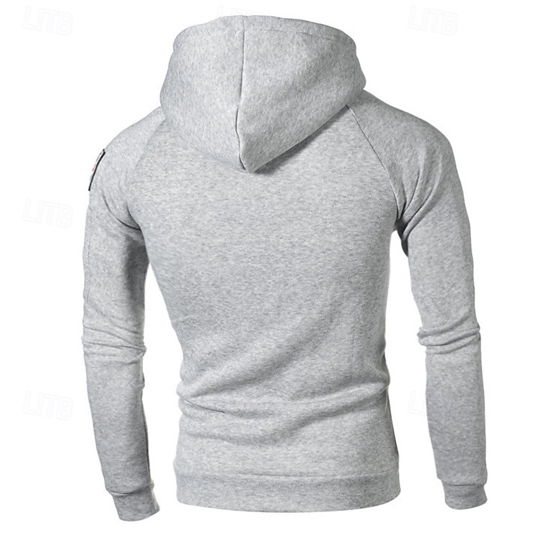 Men's Hoodie Polar Fleece Quarter Zip Hoodie Black Red Light Grey Dark Gray Hooded National Flag Pocket Sports & Outdoor Daily Holiday Streetwear Basic Casual Fall & Winter Clothing Apparel Hoodies2