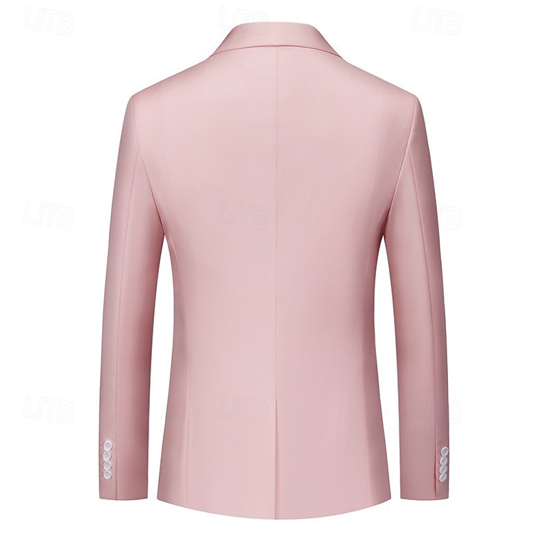 Men's Suits Outdoor Work Daily Pocket Fashion Daily Spring &  Fall Polyester Cotton Blend Solid Color Pocket Buttons Single Breasted Blazer Pink Sky Blue Orange4