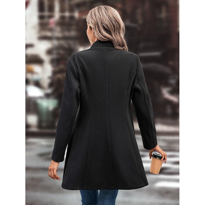 Women's Winter Coat Athleisure Holiday Daily Wear Fall Winter Regular Coat Regular Fit Stylish Casual Jacket Long Sleeve Solid Color Fur Collar Black Yellow Gray3