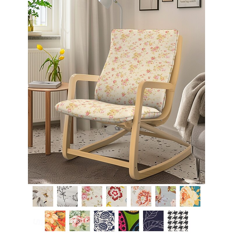 Chair Cushion Cover 100% Cotton without Pillow Floral Quilted Slipcovers  POcover LITB PRIME cover