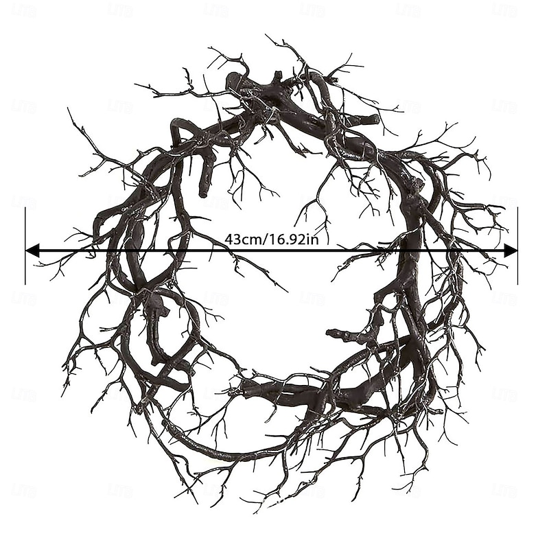 Halloween Black Branch Garland with Red LED Light for Front Door Decoration, Glitter Shiny Garland Halloween Outdoor Home Decor Ornaments3