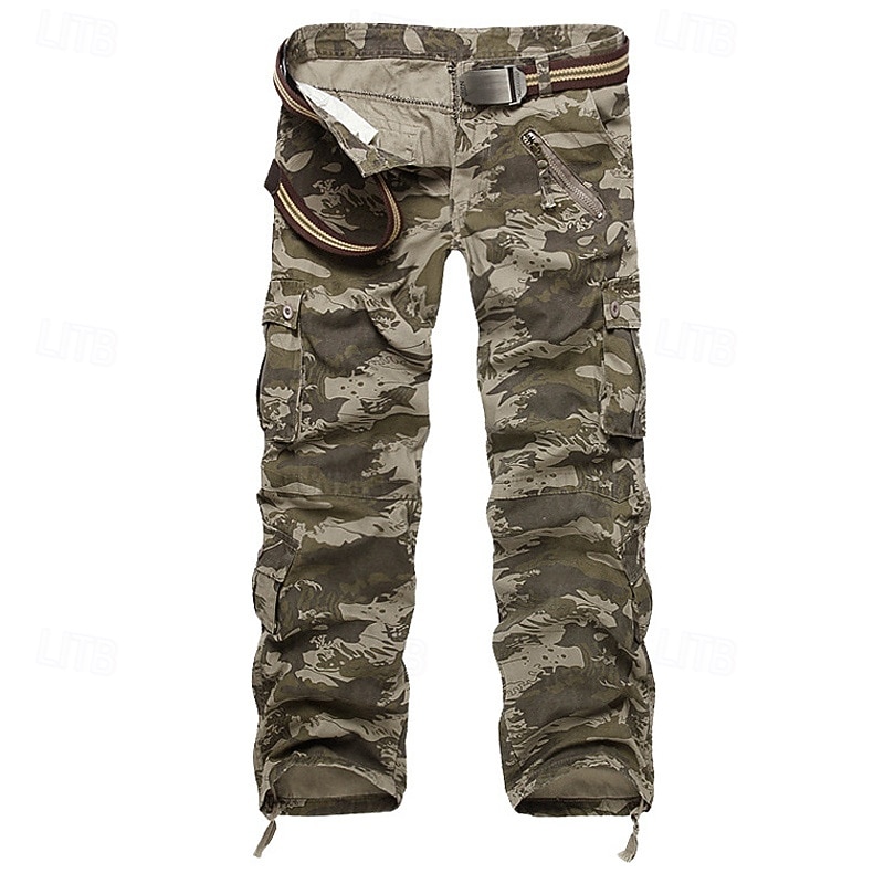 Men's Cargo Pants Tactical Pants Trousers Buttons Multi Pocket Camo Plain Wearable Outdoor Daily Camping & Hiking Fashion Classic Yellow camouflage Grass Green3