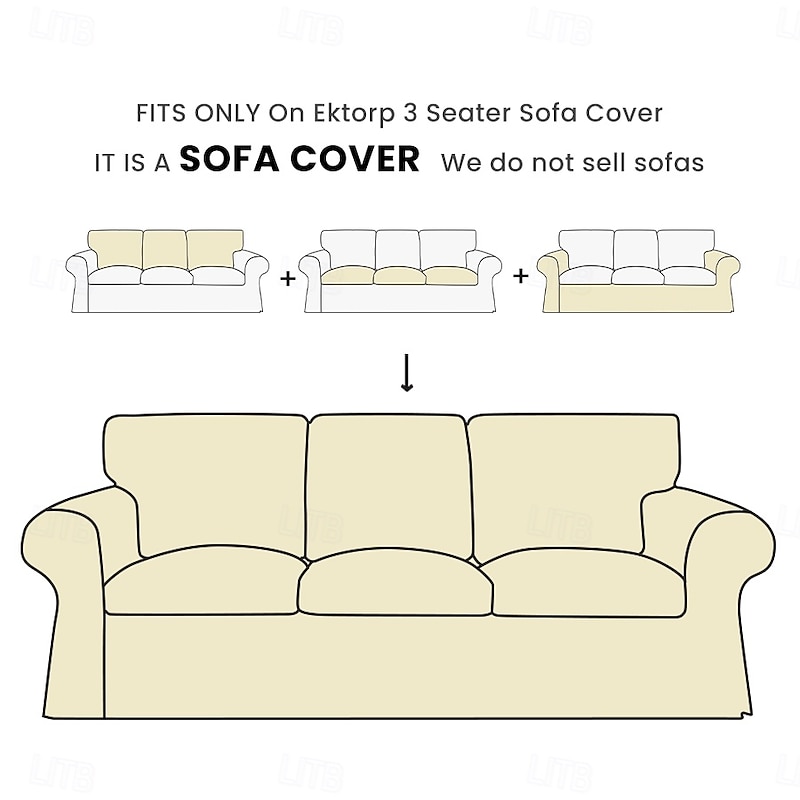 3 Seater Sofa Cover, Cotton Couch Cover with 3 Cushion Cover and 3 Backrest Cover For Ektorp Slipcover Washable Furniture Protector  LITB PRIME cover Ektcover2