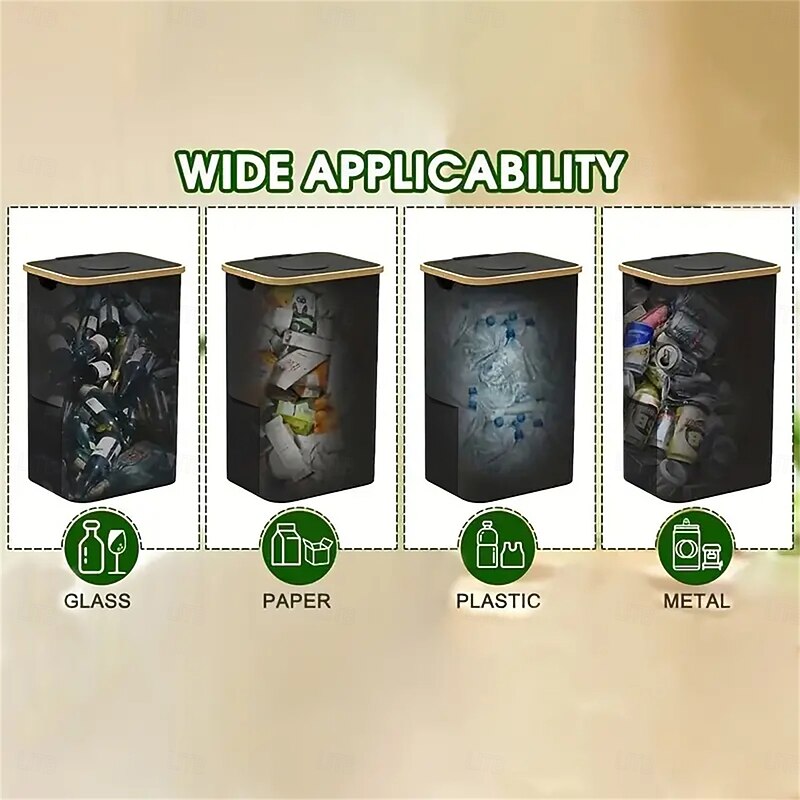 Recycling Bin Set with Removable Storage Bag, 26 Gallon / 100L Foldable Bottle Recycling Station for Glass, Paper, Plastic, Cans and Metal, Large Capacity Waste Sorting Container for Home or Kitchen2