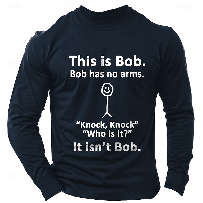 Men's Word / Phrase T Shirt Long Sleeve Shirt 100% Cotton Long Sleeve Graphic Shirt Light Heather Grey Black Wine Comfortable Tee Vacation Street Fashion Designer Clothing3