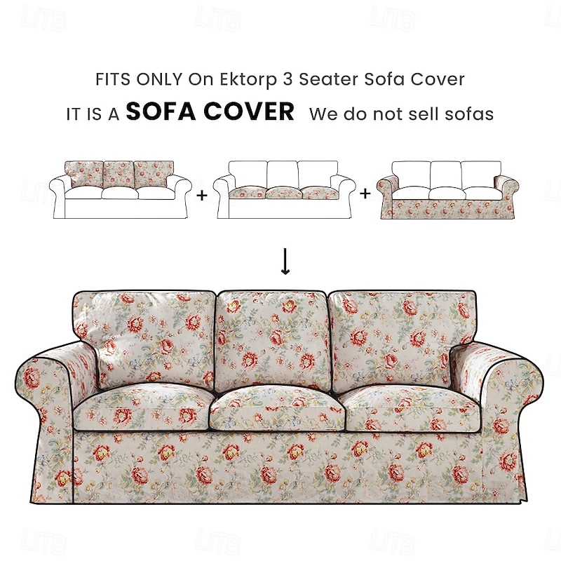 3 Seater Sofa Cover For Ektorp Couch Cover with 3 Cushion Cover and 3 Backrest Cover For Ektorp Slipcover Washable Furniture Protector  LITB PRIME cover Ektcover2