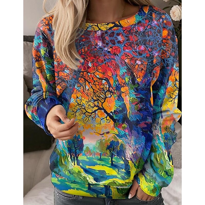 Women's Sweatshirt Graphic Dailywear Print Elegant Fashion Casual Loose Fit Crew Neck Long Sleeve Inelastic Spring Fall Winter Comfrt Breathable Soft Fabric3