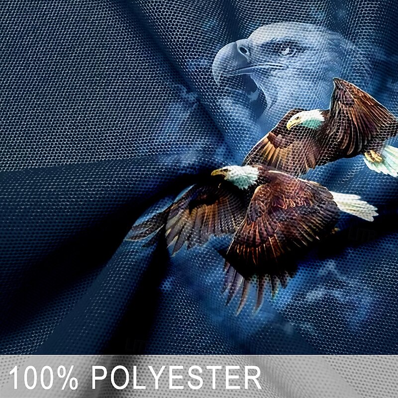 Men's Eagle Patriotic Polo Shirts Golf Polos Shirts Long Sleeve Polo Shirts Collar Vacation Party Evening Wear Dailywear Zipper 3D Print Spring Fall & Winter Blue Purple Green3