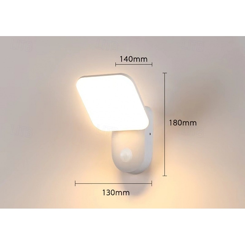 LED Outdoor Wall Light Warm White 1-Light Motion Sensor Modern Look Porch Light Wall Sconce for Patio Doorway Garage 110-240V2