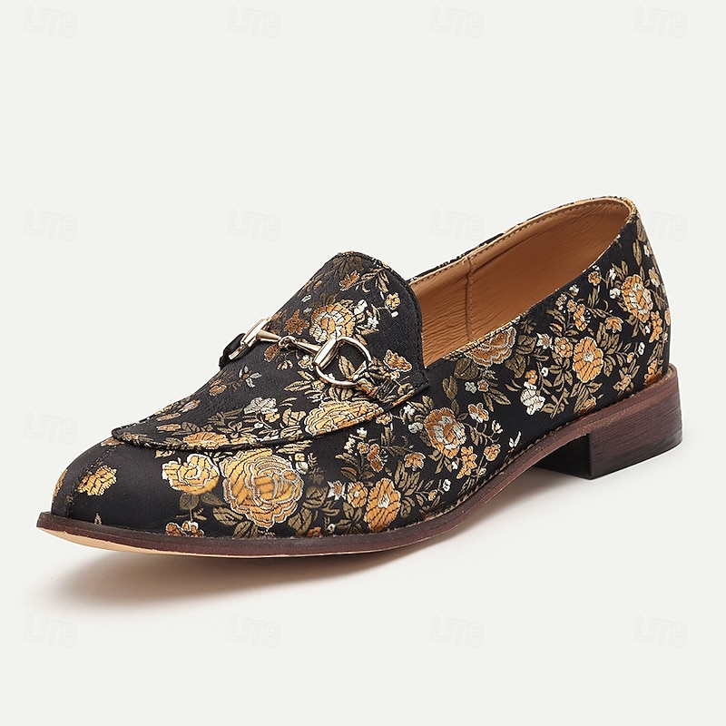 Men's Floral Jacquard Loafers - Vintage Floral Pattern, Elegant Design for Formal Events and Casual Wear2
