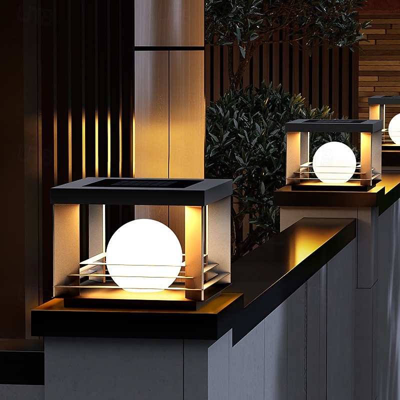 LED Outdoor Post Lights Warm White 30cm 1-Light Modern Wall Sconce Black Square Metal Pillar Light E26/E27 for Patio Garden Entrance Pathway Light 110-240V2