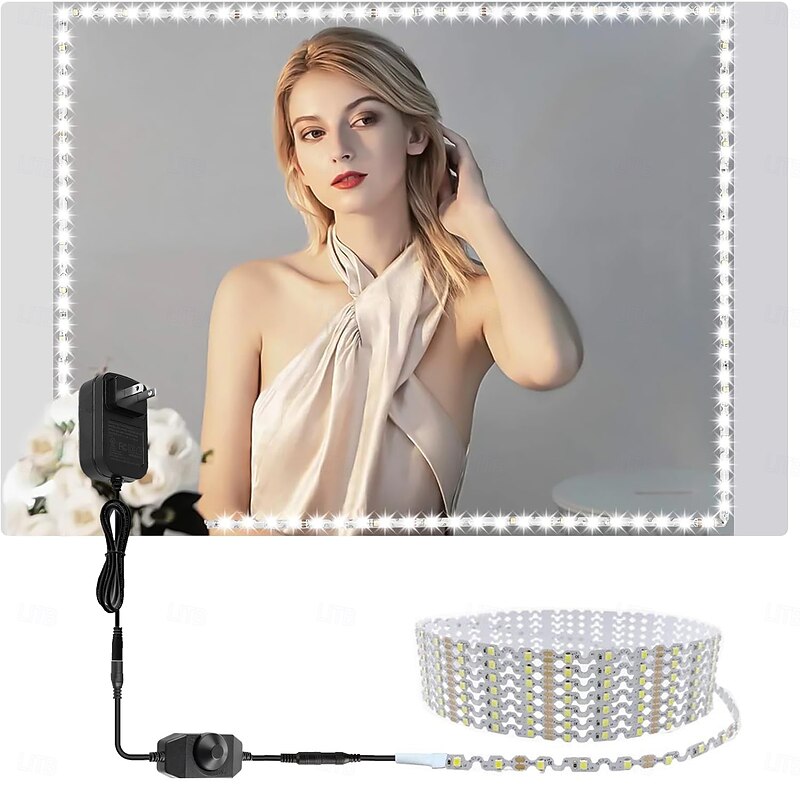 LED Vanity Mirror Light Kit 2-5 Meters Bendable without Cutting Vanity Table Vanity Mirror Dressing Room Dimmable Flexible Strip Kit with Dimmer and Power Supply Mirror not Included2
