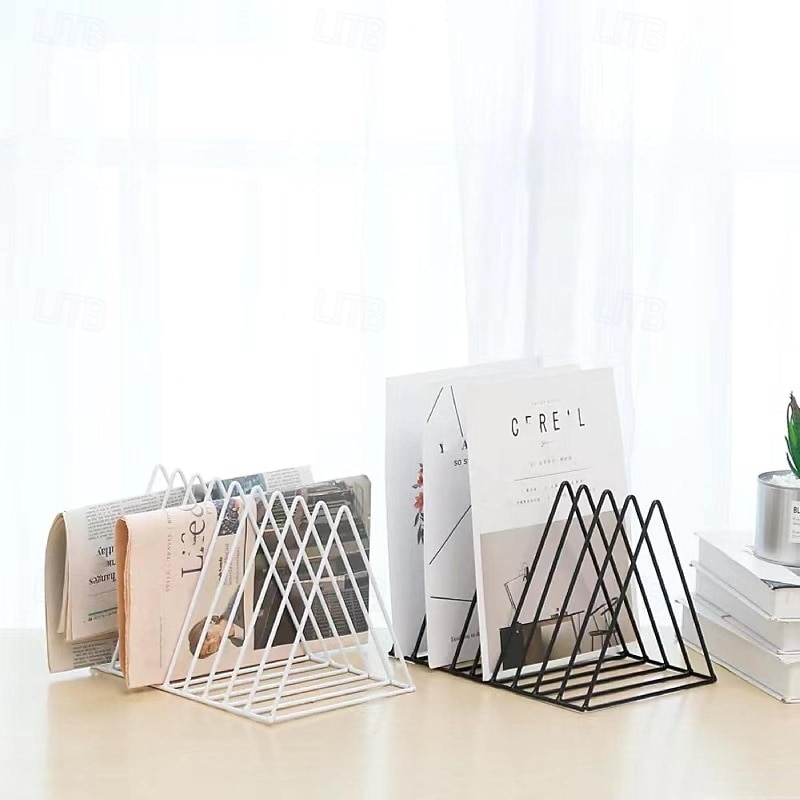 Triangle Metal Bookend File Holder Stand Magazine Rack Book Record Holder Desktop Book Shelf Book Stand2