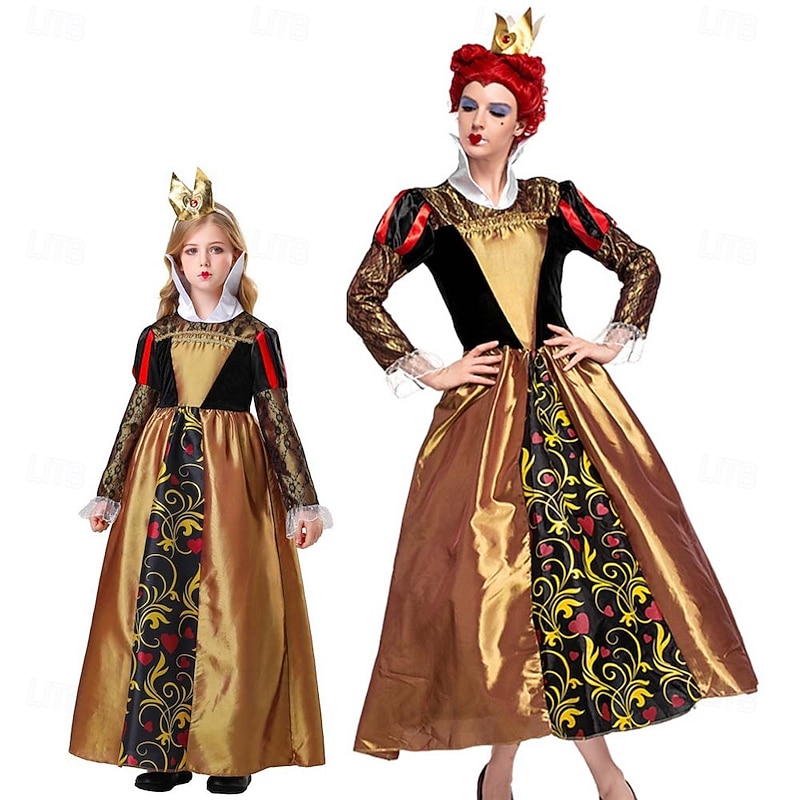 Alice in Wonderland Queen of Hearts Venom Red Queen Halloween Group Family Costumes Kid's Adults' Women's Girls' Performance Party Halloween Carnival Easy Carnival Costume