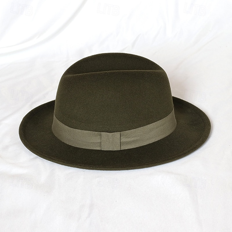 Fashion Men Fedoras Soft Vintage Hamburger Hat Men's Top Hat Woolen Blend Cap Gentleman Felt Hat4