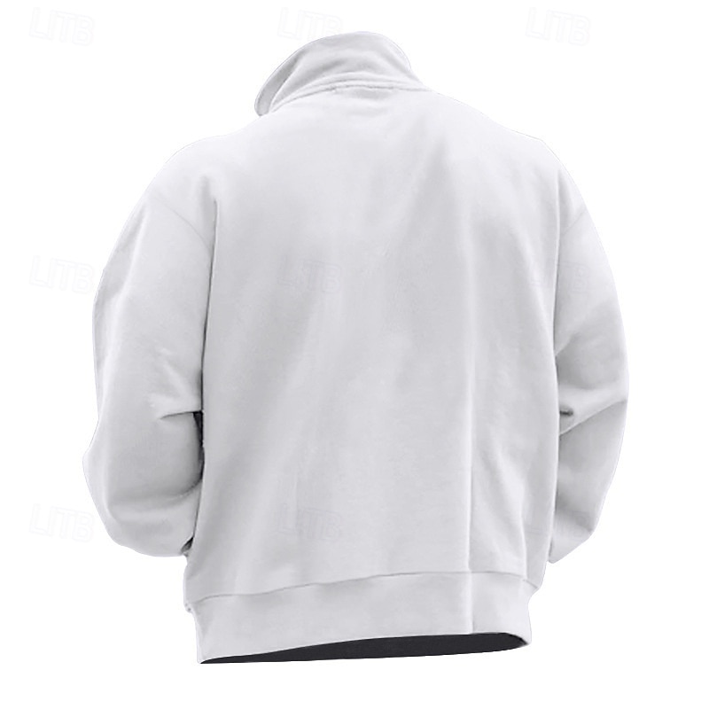 Men's Sweatshirt Polar Fleece Quarter Zip Sweatshirt Apricot Black White Wine Red Half Zip Plain Sports & Outdoor Daily Holiday Polyester Streetwear Basic Casual Fall & Winter Clothing Apparel Hoodies3