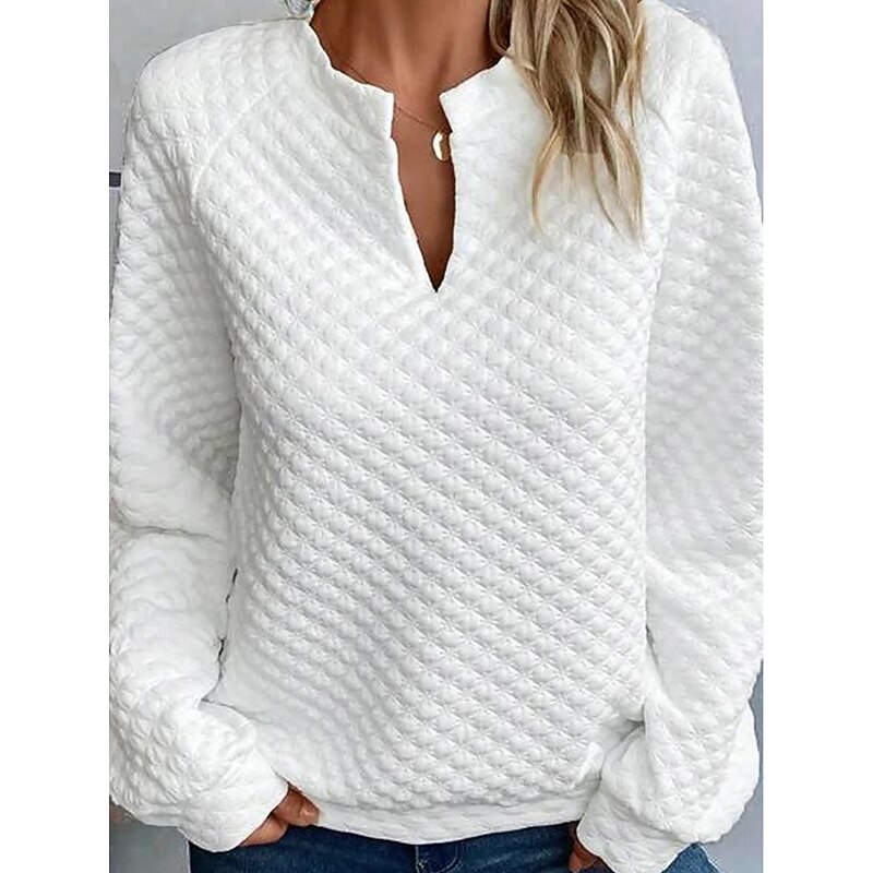 Women's Designer Sweatshirt Fashion Plain Work Round Neck Long Sleeve White Spring Fall2