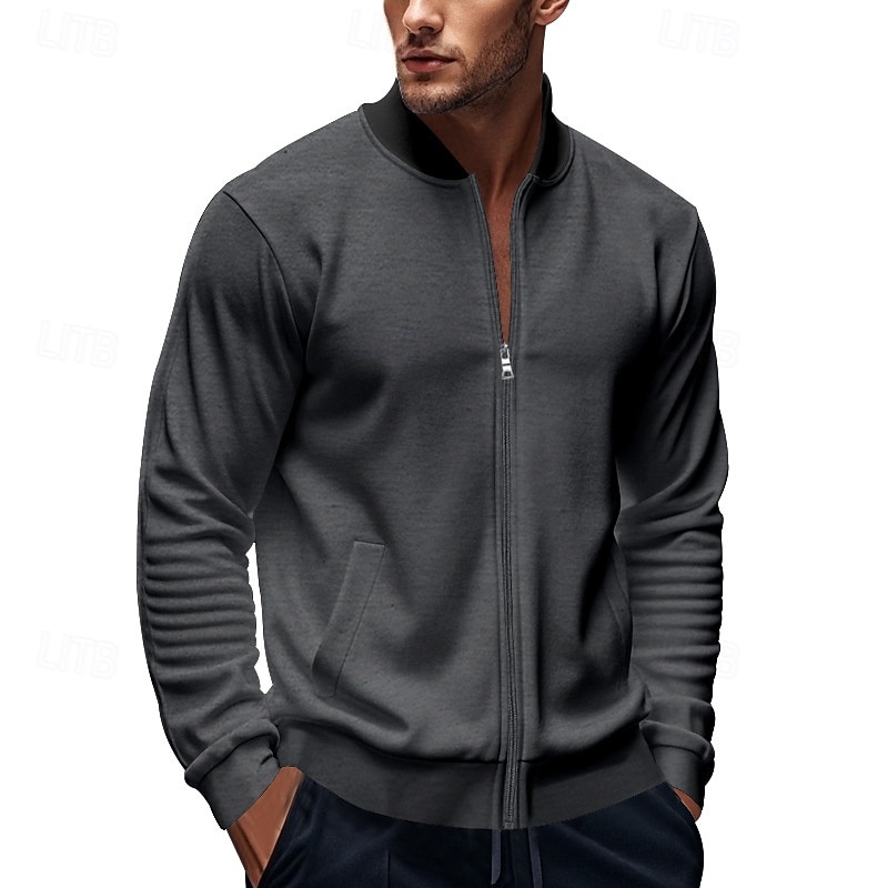 Men's Lightweight Jacket Varsity Jacket Daily Vacation Breathable Patchwork Spring & Fall Color Block Fashion Classic Stand Collar Regular Black Yellow Red Navy Blue Royal Blue Jacket 19