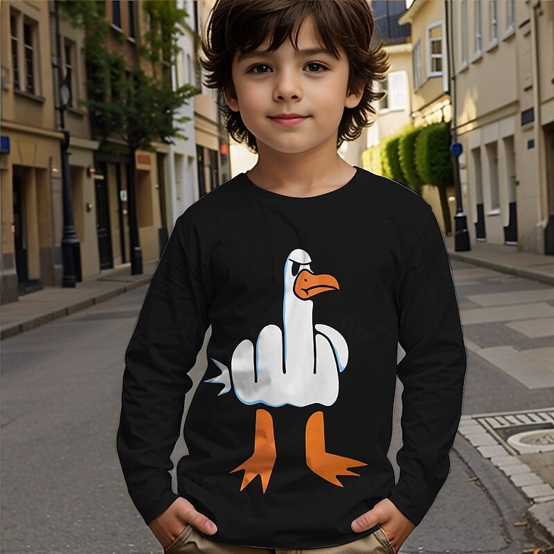 Boys' 3D Graphic Cartoon T shirt Tee Long Sleeve Spring Fall Fashion Basic Kids 4-12 Years Crew Neck Outdoor Casual Daily Regular Fit