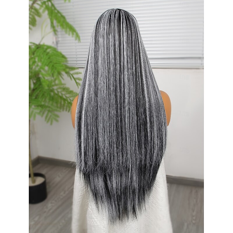 Synthetic Lace Wig Straight Style 30 inch Multi-color Middle Part U Part Wig Women's Wig Black / Gold3