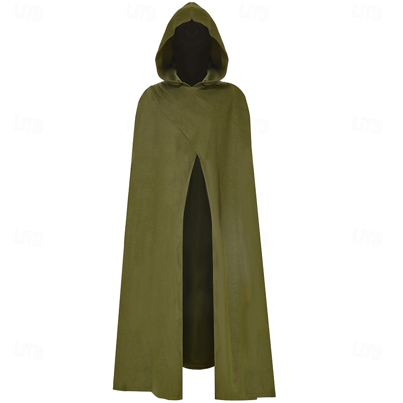 Retro Vintage Punk & Gothic Medieval Hooded Cloak Shawls Ranger Elven Solid Color Fancy Dress Men's Women's Celtic Viking Fantasy Halloween Carnival Masquerade Party / Evening Adults' Cloak2