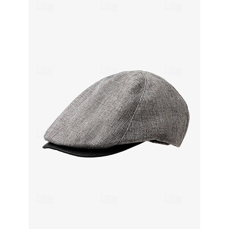 Men's Beret Hat Classic Tweed Flat Cap - Vintage Style Men's Hat with Leather Visor, Perfect for Casual Wear and Outdoor Activities3