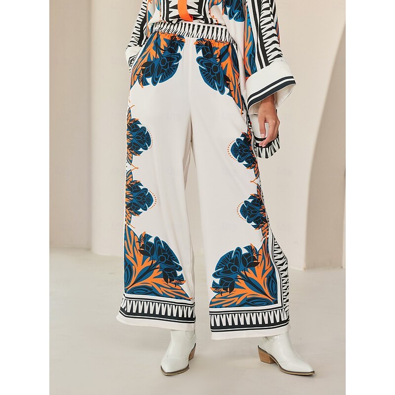 Women's Pants Satin Wide Leg Maxi Loose Bohemian Vacation Casual Daily Spring Summer Fall