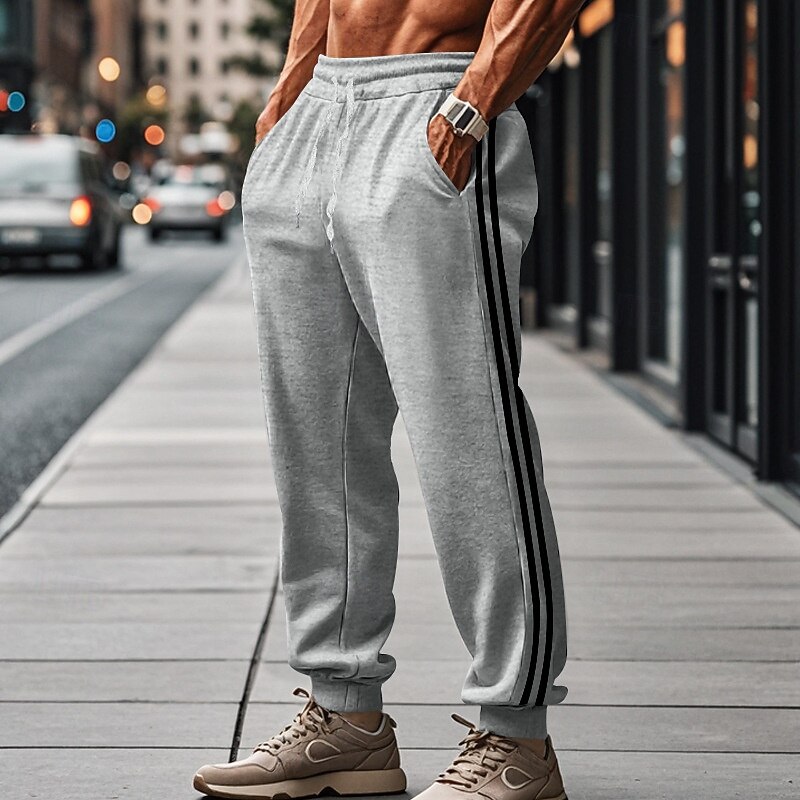 Men's Sweatpants Joggers Trousers Pocket Drawstring Elastic Waist Plain Comfort Sports Outdoor Daily Fashion Casual Black Light Grey Micro-elastic