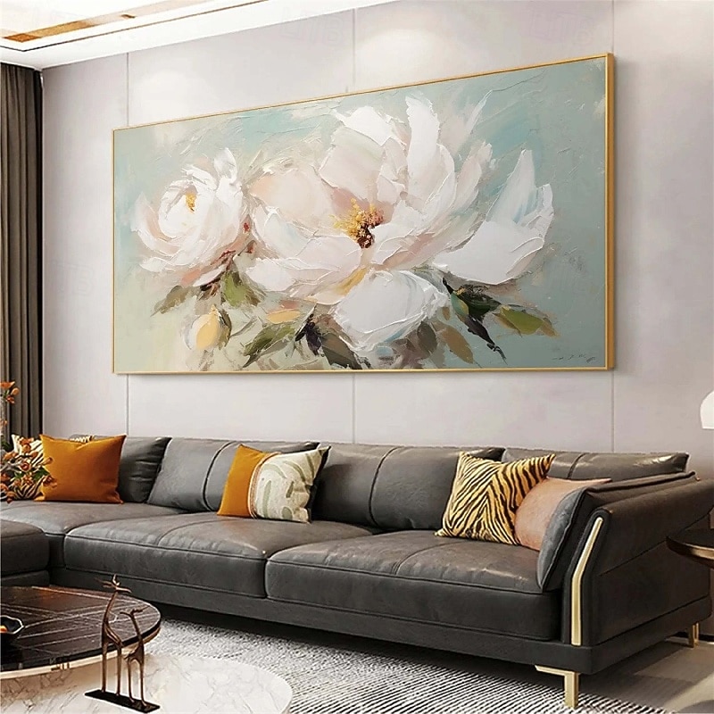 Flower oil painting handmade Abstract flower Oil Painting On Canvas handmade Modern WHITE flower Oil Painting Hand Painted Large white flower floral oil painting Wall Art painting For Home Decor4