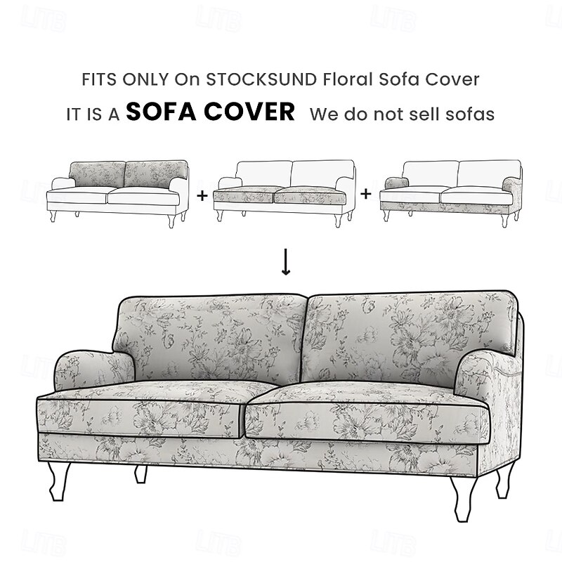 Floral Sofa Cover 100% Cotton Quilted Slipcovers STOCKcover LITB PRIME cover2