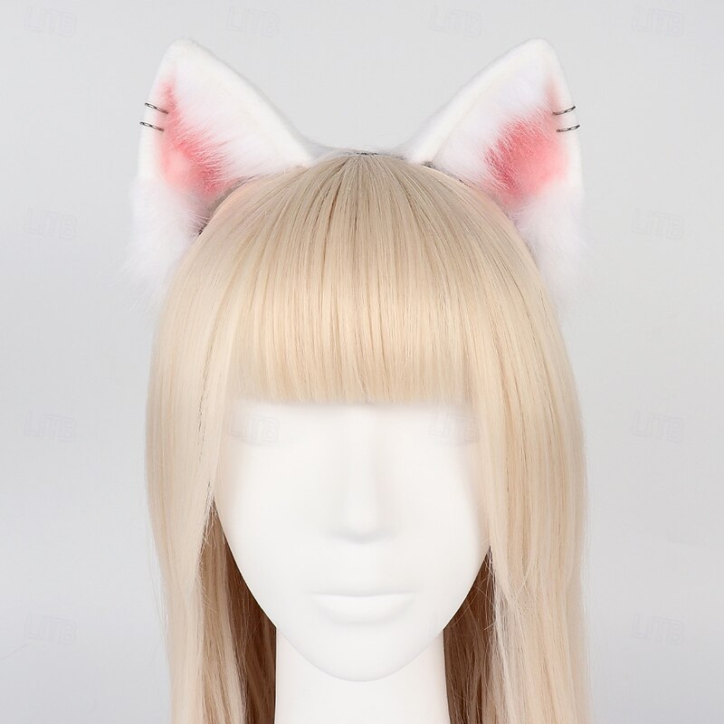 Lolita Plush Hair Hoop Ears Headwear Furry Hairband Cute Headpiece Anime Kitty Fancy Dress Cosplay Accessories4