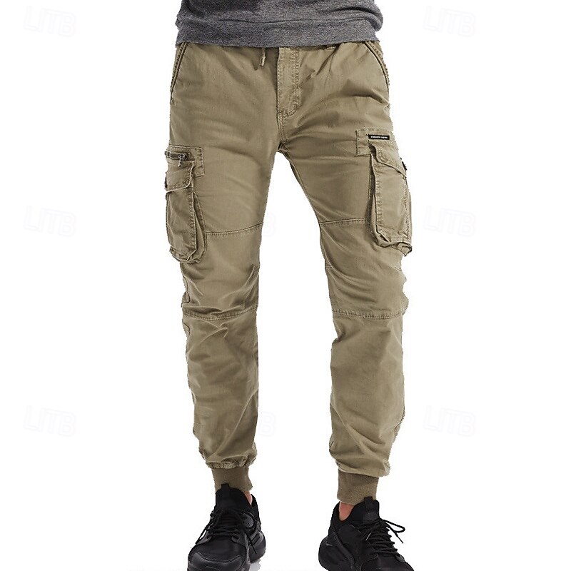 Men's Cargo Pants Joggers Tactical Pants Trousers Elastic Waist Multi Pocket Elastic Cuff Plain Wearable Outdoor Daily Camping & Hiking Fashion Classic Black Wine3