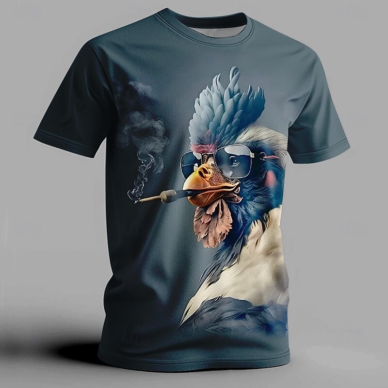 Men's Rooster T Shirt Short Sleeve T shirt 3D Print Crew Neck Shirt Fashion Athleisure Street Sports Outdoor Black Summer Spring Clothing Apparel S M L XL XXL XXXL