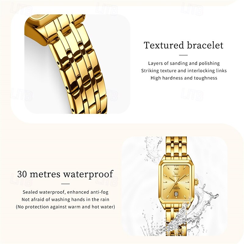 New Olevs Olevs Brand Fashion Tide Women'S Watches Luminous Calendar Versatile Square Small Dial Quartz Watch Waterproof Leisure Sports Ladies Wristwatch3