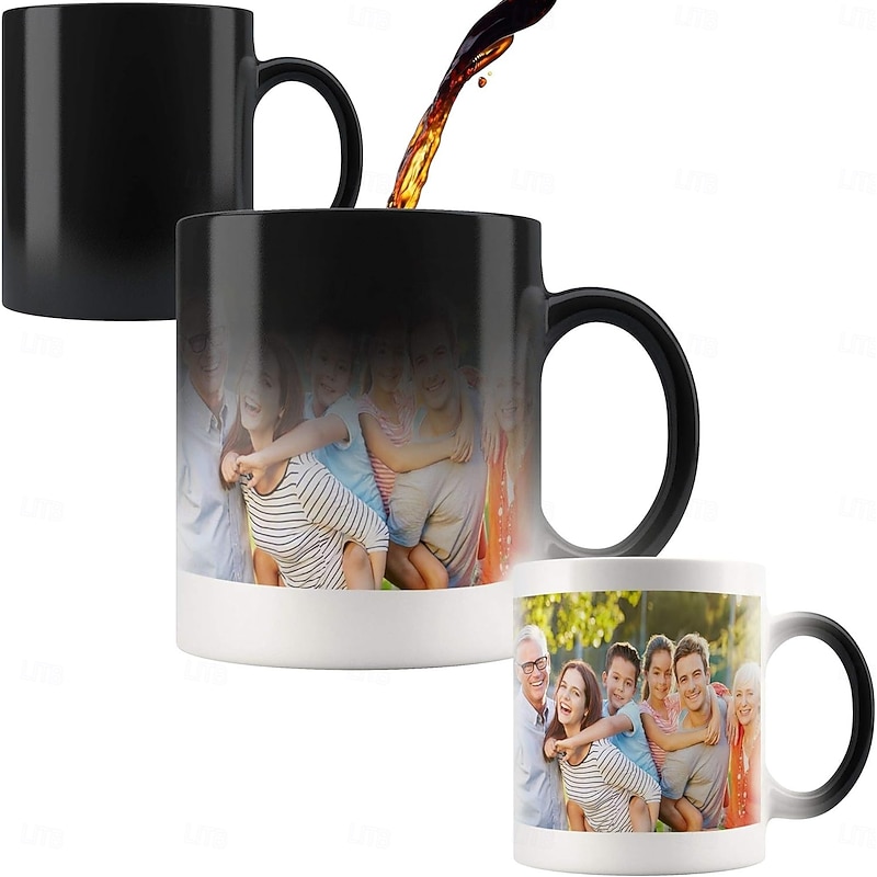 Personalized Magic Mug Customized Photo Christmas Gift Mug Heat Reveal Sensitive Mug Color Changing Ceramic Mug Xmas Cup Coffee Mug with Image Logo Text Gifts for Anniversary Birthday Christmas