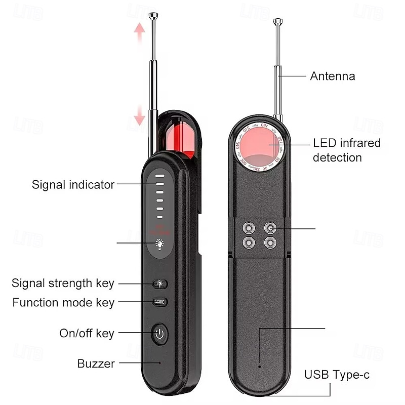 Hidden Camera Detector Listening Device Tracker Anti-Spy Electronic Signal 5 Levels Sensitivity Wireless Signal Scanner for Home3
