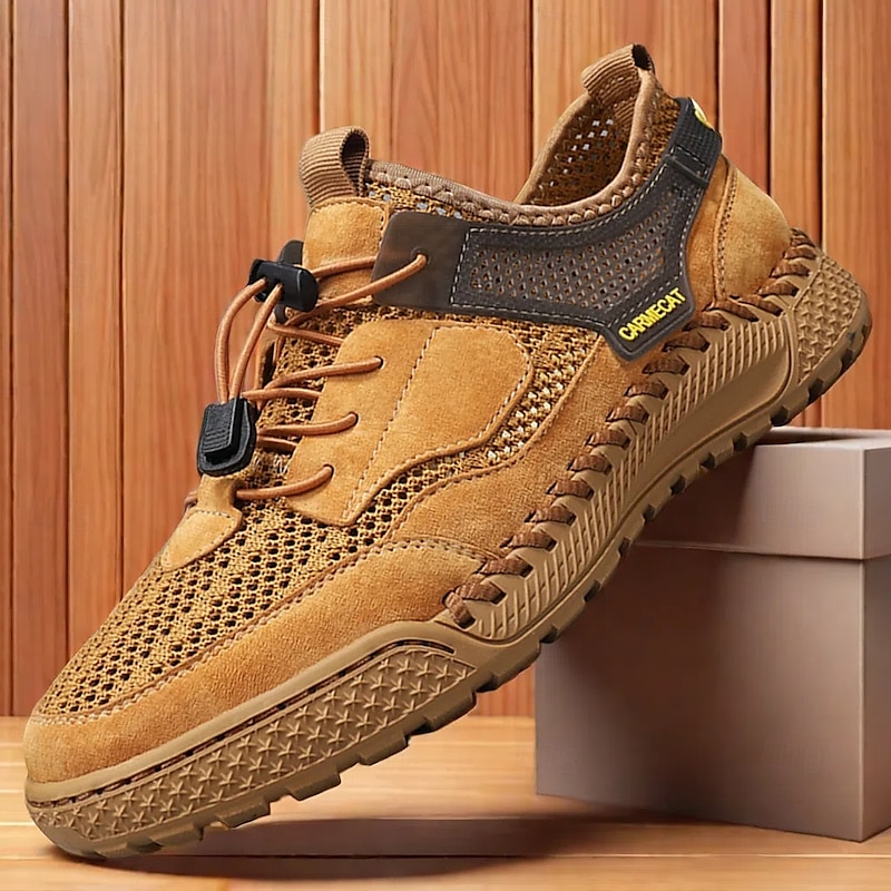 Men's Breathable Outdoor Hiking Sneakers - Lightweight Mesh Walking Shoes for Summer Trail and Adventure