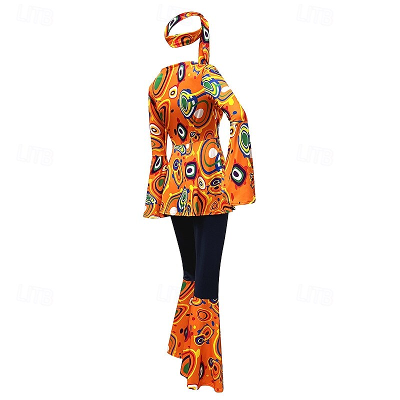 Disco Halloween Masquerade Costume Kings Day Retro Vintage 1970s Adults' Women's Carnival Masquerade Performance Halloween Easy Halloween Costumes Dress Up3