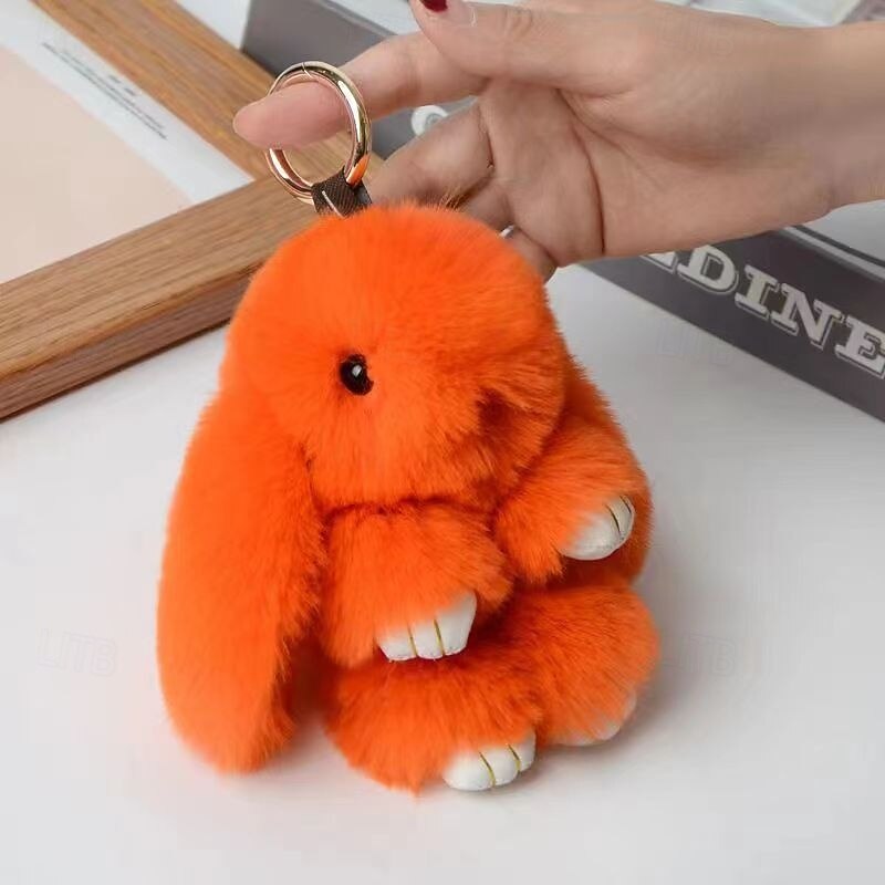 Plush Hanging Rabbit Pendant – Floppy Ear Bunny Keychain with Imitation Otter Fur, Mini Cute Rabbit Charm for Backpacks4