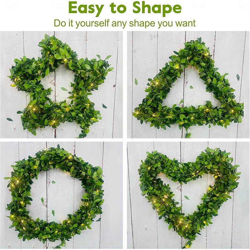 5m 50LEDs Copper Wire Leaf String Light with Remote Control Battery Box String Light for Garden Party Christmas Birthday Holiday 8 Modes Lighting Home Decoration2